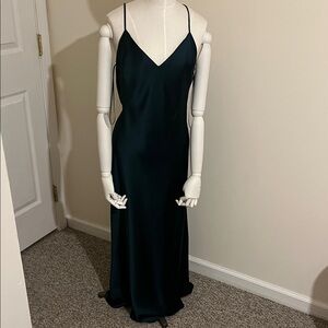 Zara Elegant Forest Green Satin Dress